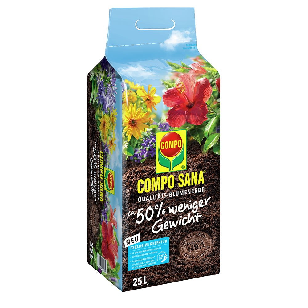 COMPO SANA Qualitts-Blumenerde ca. 50% weniger Gewicht - 25 Liter (1 L /   0,44) | Pflanzerden | Pflanzerden & Dnger | Zubehr | Ahrens+Sieberz -  Pflanzenversand & Gartenbedarf