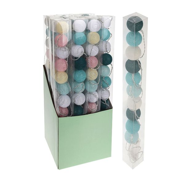 LED Raphia-Kugeln 4cm pastell