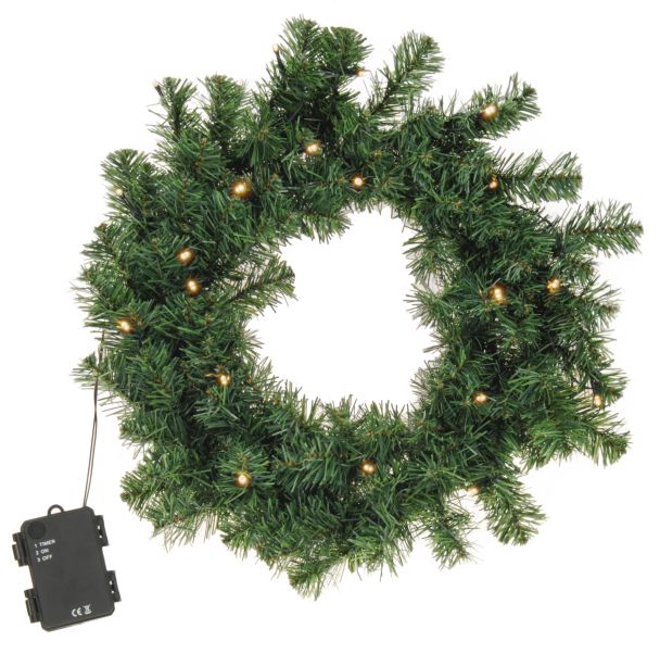 Künstlicher Dekokranz mit LED-Lichterkette