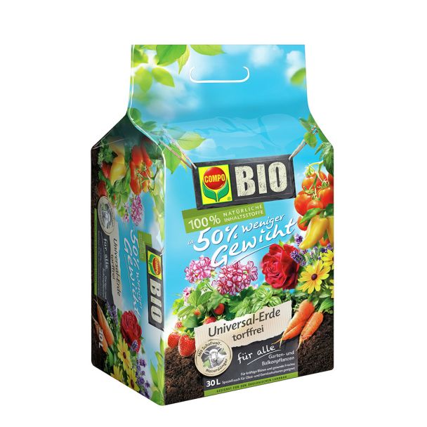 COMPO BIO Universal-Erde torffrei, ca. 50% weniger Gewicht - 30 Liter (1 l = € 0,33)