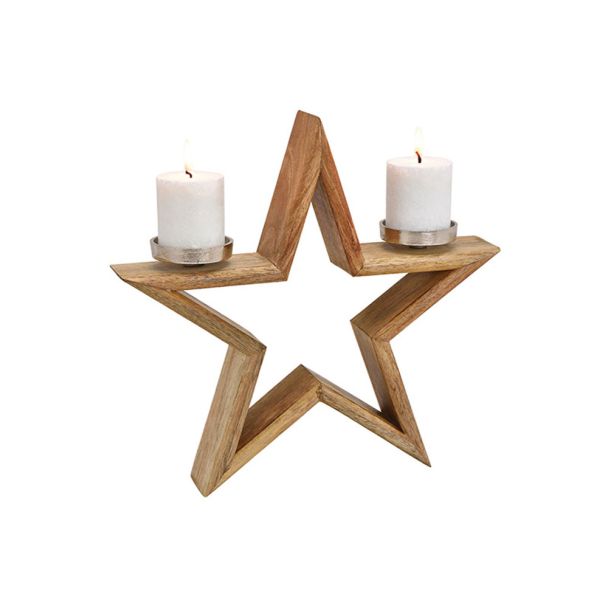 Kerzenhalter Stern aus Holz, 40cm