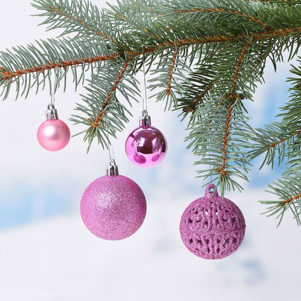 Weihnachtskugelset Rosa 100-teilig