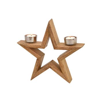 Kerzenhalter Stern aus Holz, 27cm