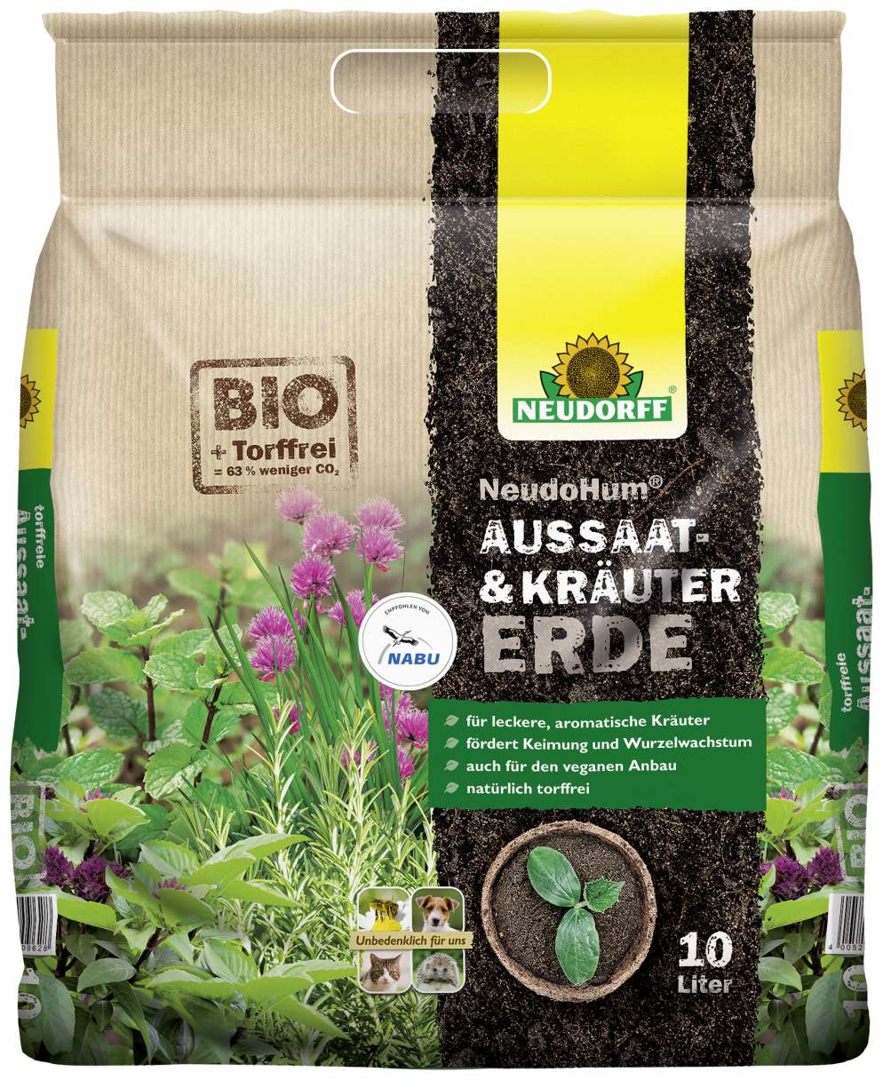 Neudohum Terriccio Universale Senza Torba 10L - Con Fertilizzante NPK E Ferro, Per Piante Da Appartamento E Balcone