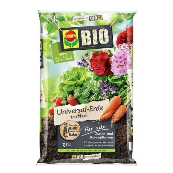 COMPO Bio Universal-Erde torffrei -7,5 Liter Beutel (1 L / € 0,87)