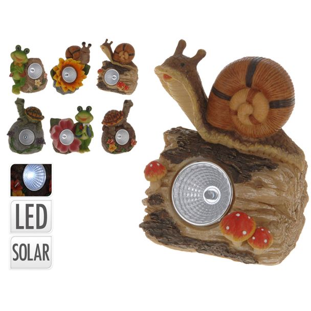 Solarlampe 'Schnecke mit orangefarbener Blüte'