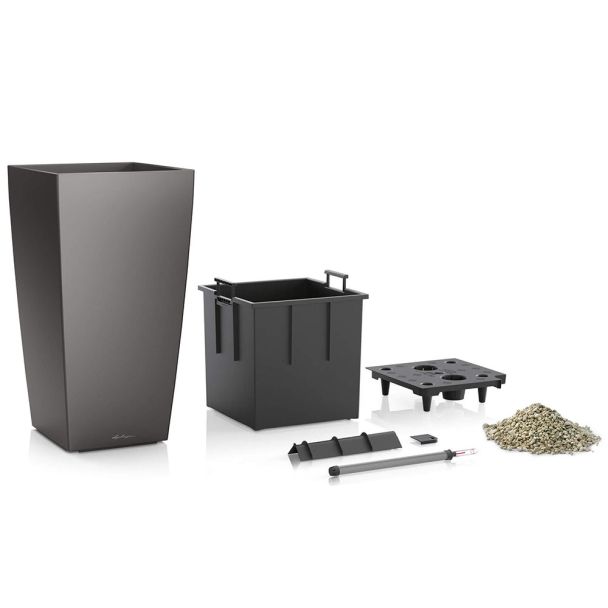 LECHUZA® CUBICO 22 (18463) All-in-One Set, anthrazit metallic