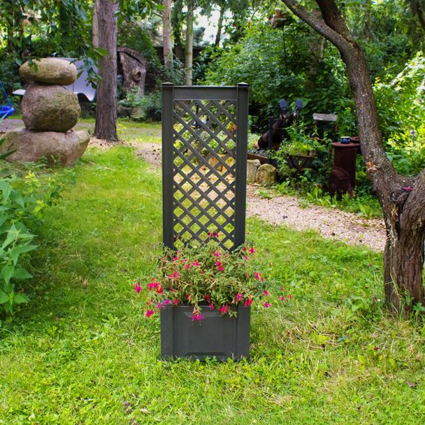 Pflanzkasten mit Spalier, 43 cm Anthrazit