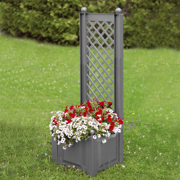 Pflanzkasten mit Spalier, 43 cm in Grau