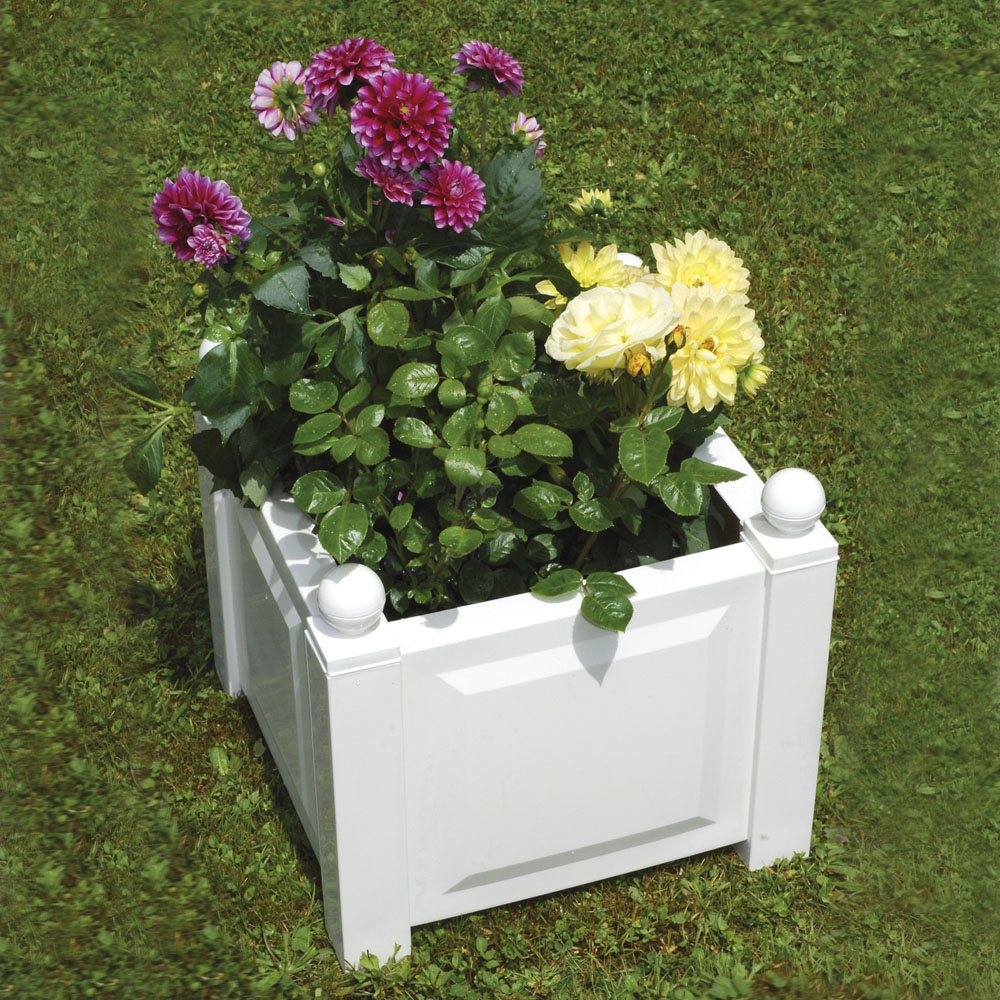 Pflanzkasten quadratisch mit Bewässerungssystem in Weiß | Blumenkästen