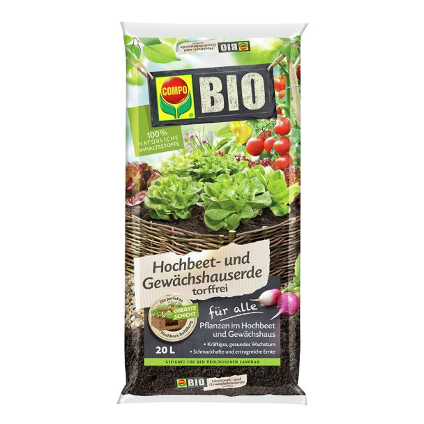 COMPO BIO Hochbeet- und Gewächshauserde torffrei 20 Liter (1 l = € 0,40)
