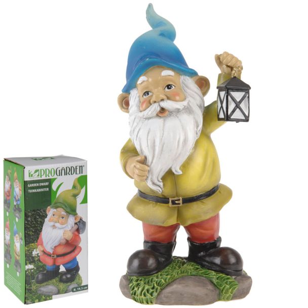 Gartenzwerg mit Lampe, 19 cm