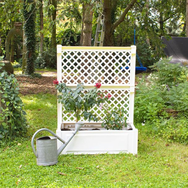 Pflanzkasten mit Spalier, 100 cm in Weiß