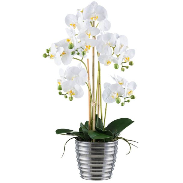 Kunstblume Orchidee im stilvollen Keramiktopf