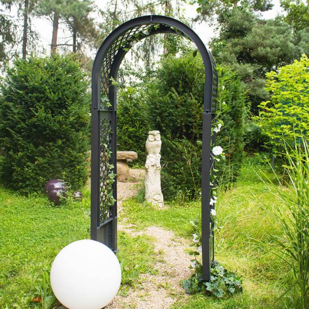 Rosenbogen mit Erdspieß in Anthrazit