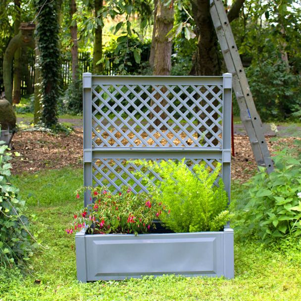 Pflanzkasten mit Spalier, 100cm in Grau