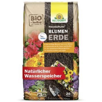 NeudoHum BlumenErde für Balkon und Garten, 20 Liter (1 L / € 0,45)