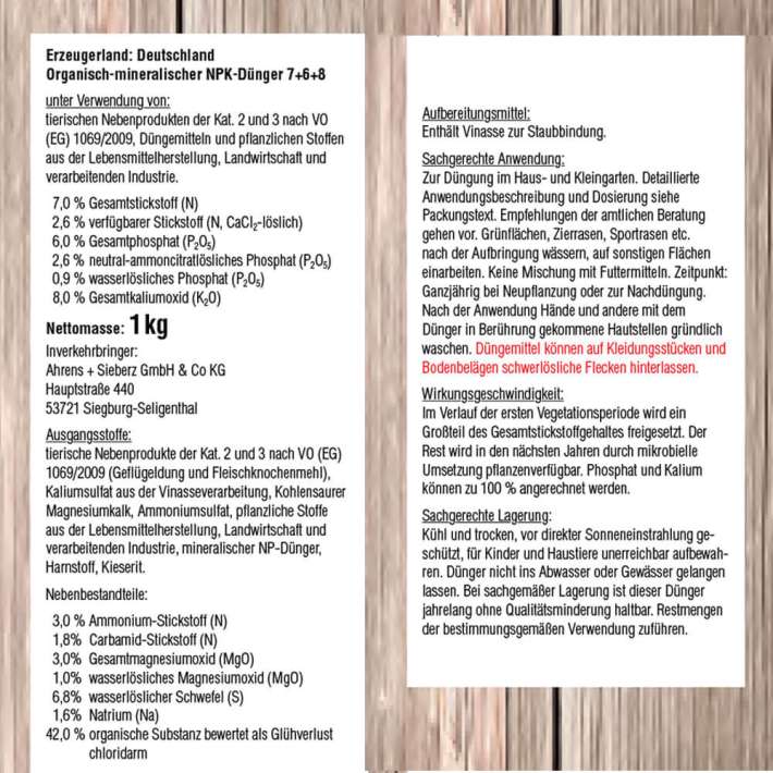 Asihum Obstdnger 1 kg (1 kg /  6,49) | Dnger | Pflanzerden & Dnger |  Zubehr | Ahrens+Sieberz - Pflanzenversand & Gartenbedarf