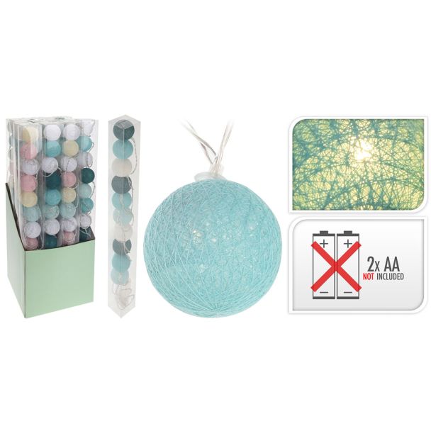 LED Raphia-Kugeln, 6 cm, grünblau