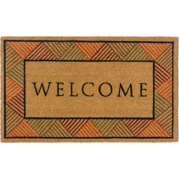Kokos-Fußmatte Welcome mit Rahmen