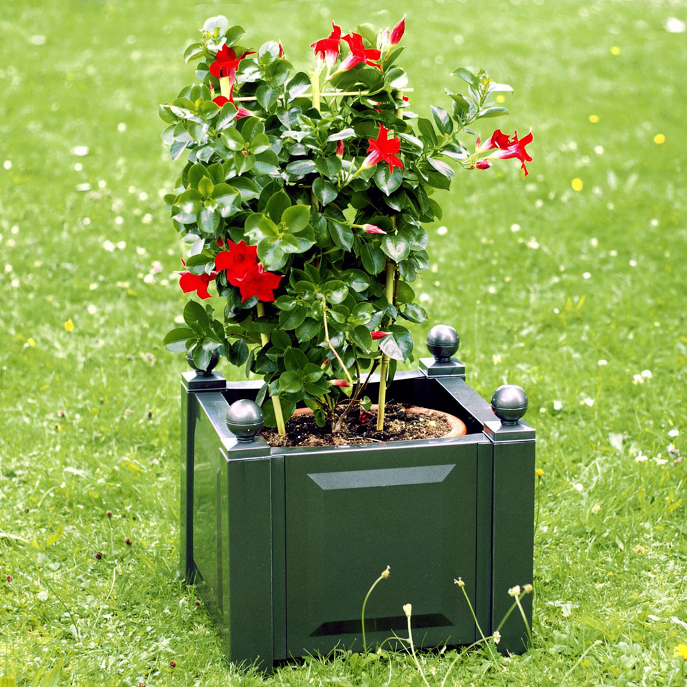 Pflanzkasten quadratisch mit Bewässerungssystem in Grün | Blumenkästen