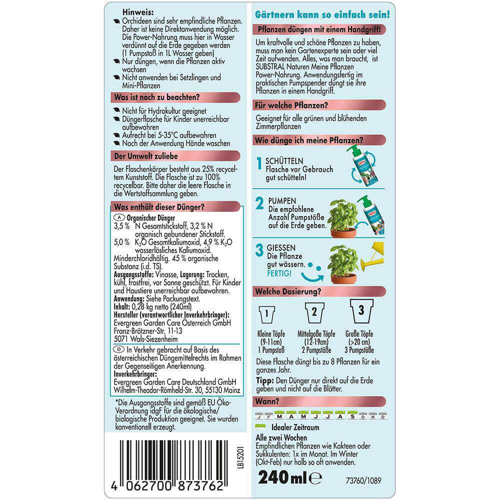 Substral Naturen Meine Zimmerpflanzen PowerNahrung 240 ml (1 L /  29,13)  | Dnger | Pflanzerden & Dnger | Zubehr | Ahrens+Sieberz -  Pflanzenversand & Gartenbedarf