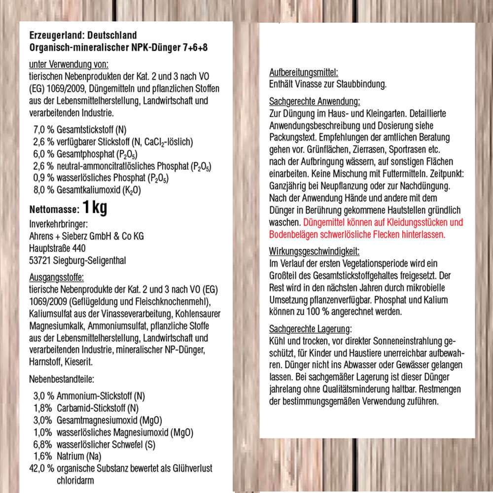 Asihum Obstdnger 1 kg (1 kg /  6,49) | Dnger | Pflanzerden & Dnger |  Zubehr | Ahrens+Sieberz - Pflanzenversand & Gartenbedarf