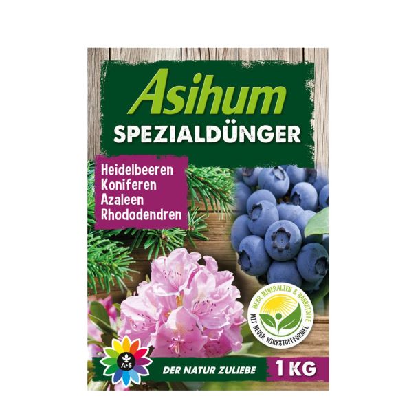 Asihum Spezialdünger 1 kg für Heidelbeeren, Koniferen, Azaleen, Rhododendren u.a. (1 kg / € 4,49)
