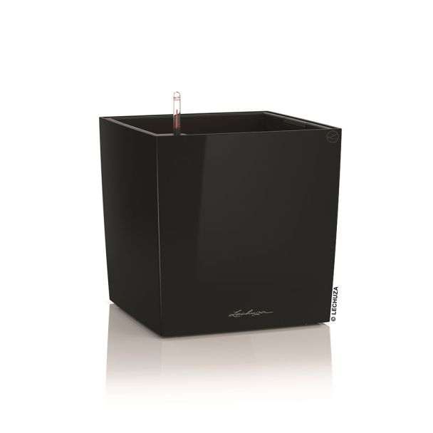 LECHUZA® CUBE 30 (16469) All-in-One Set, schwarz, hochglanz