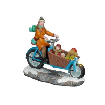 Mutter mit Lastenrad (batteriebetrieben)