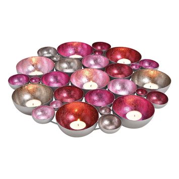 Schale/Windlicht Metall, Pink, Rosa, Silber 40cm