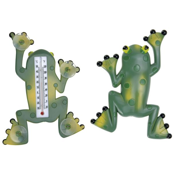 Thermometer, 23 x 17cm, Frosch mit Saugnapf