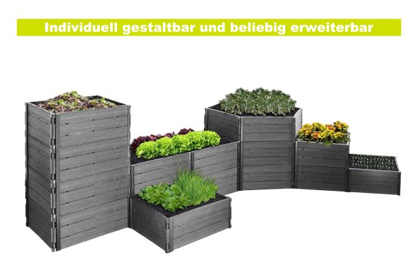 Hochbeet Modi Anthrazit, 6 Bauteile à 57,5 x 112,5 x 25 cm