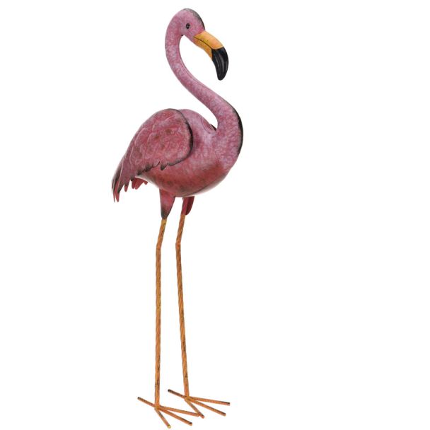 Deko Flamingo aus Metall, stehend, 70 cm